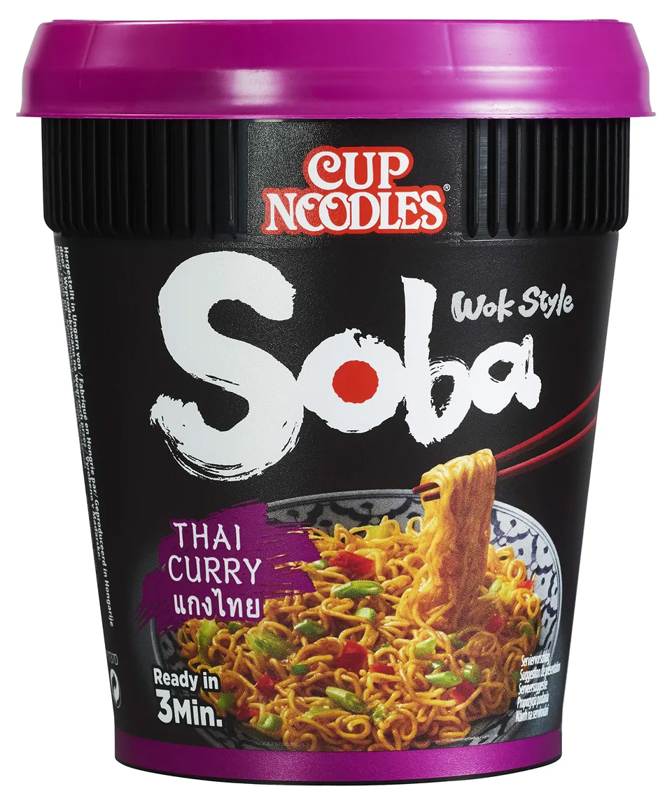 Nissin Cup Noodles Soba Thai Curry Instant-Nudeln 8x87 g