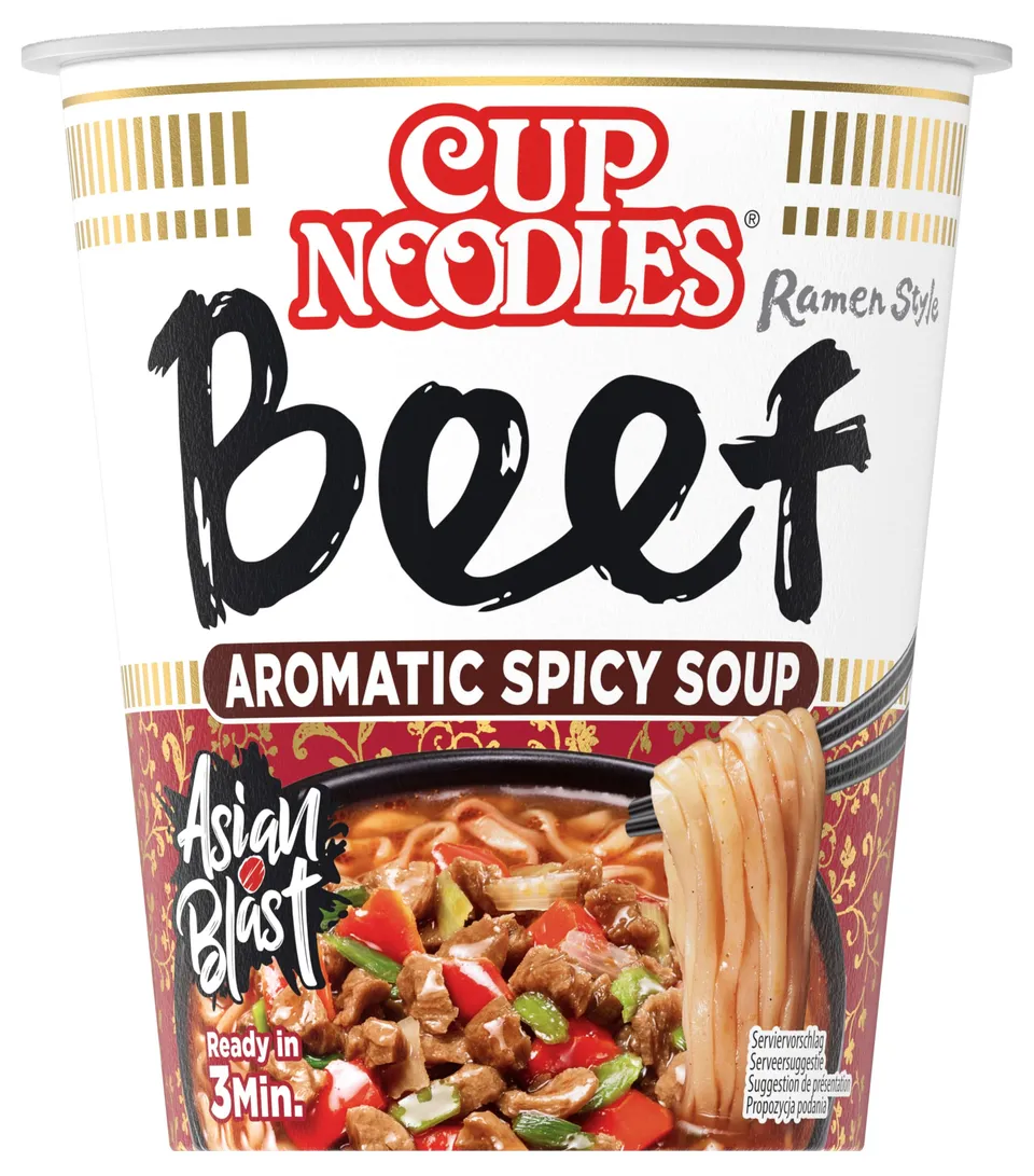 Nissin Cup Noodles 5 Spices Beef Becher 64g Rind