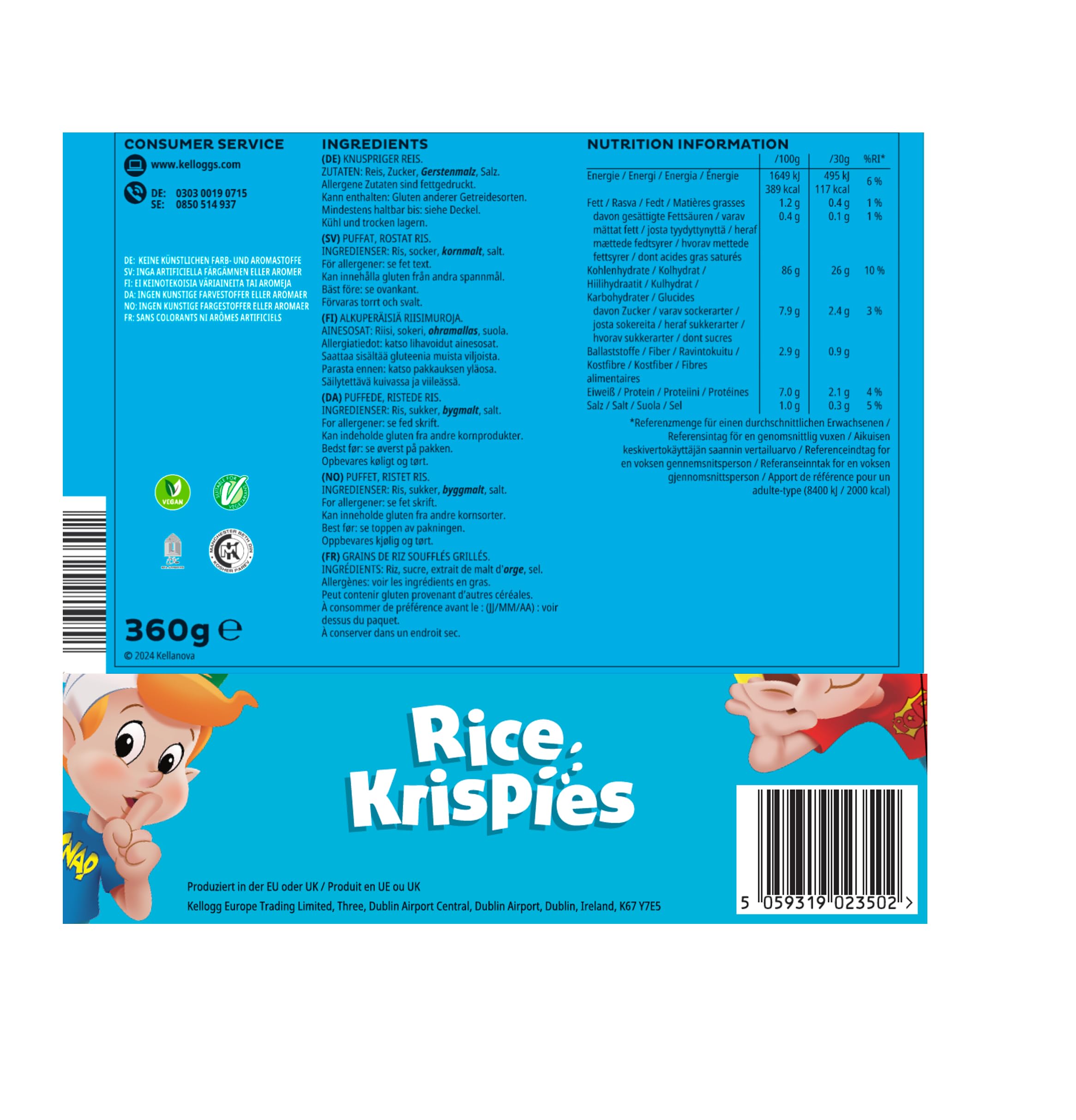 Kellogg's Rice Krispies Cerealien 6x360g geröstet