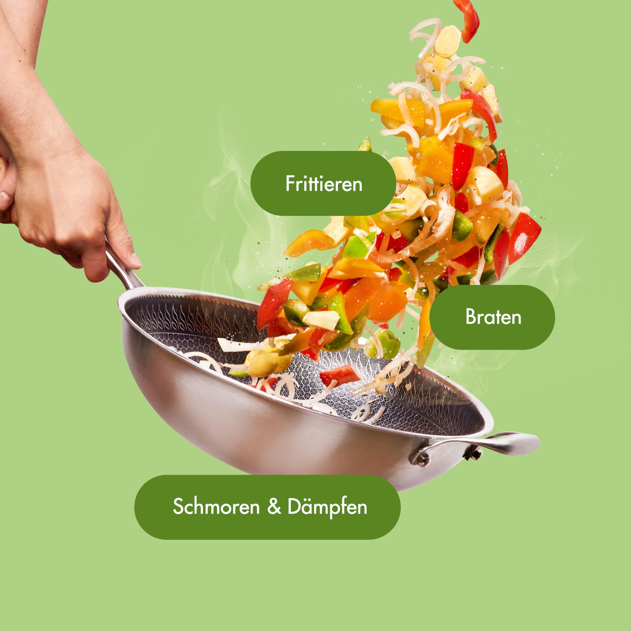Reishunger Premium Wok 32 cm Edelstahl-Wok Antihaft