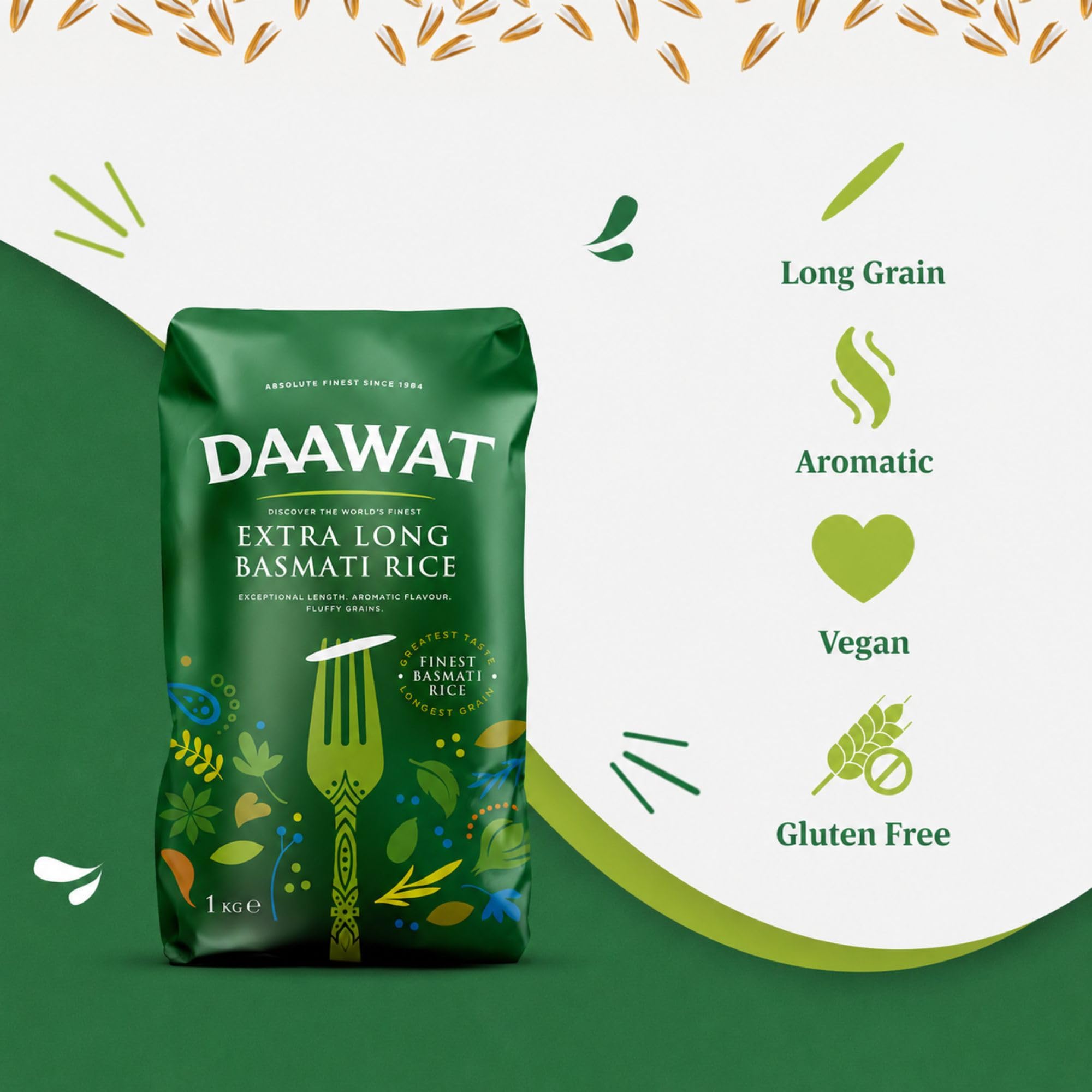 Daawat Extra Long Basmati Reis 1kg aromatisch