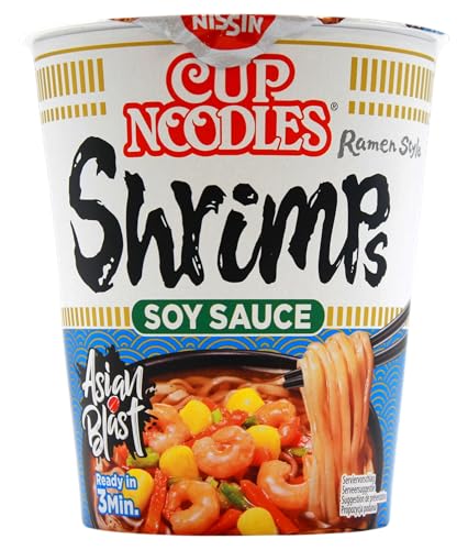 Nissin Cup Noodles Soy Sauce Shrimps Instant-Nudeln 8x63g