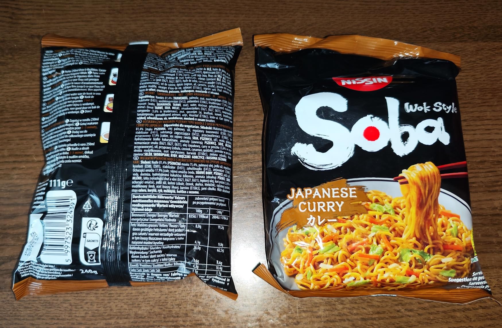 Nissin Soba Bag Japanese Curry Instant-Nudeln 111 g