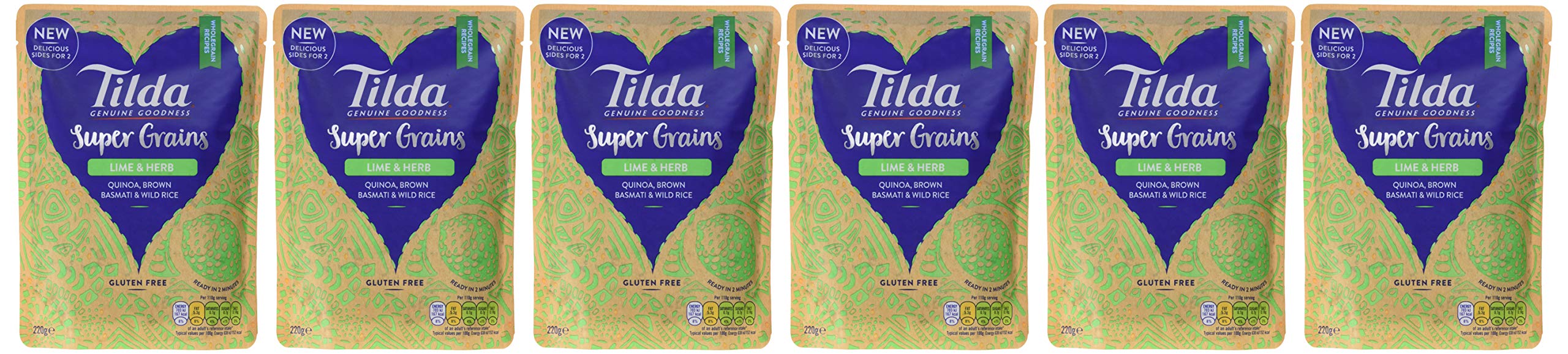 Tilda Super Grains Limette Kräuter Reis 6x220g glutenfrei