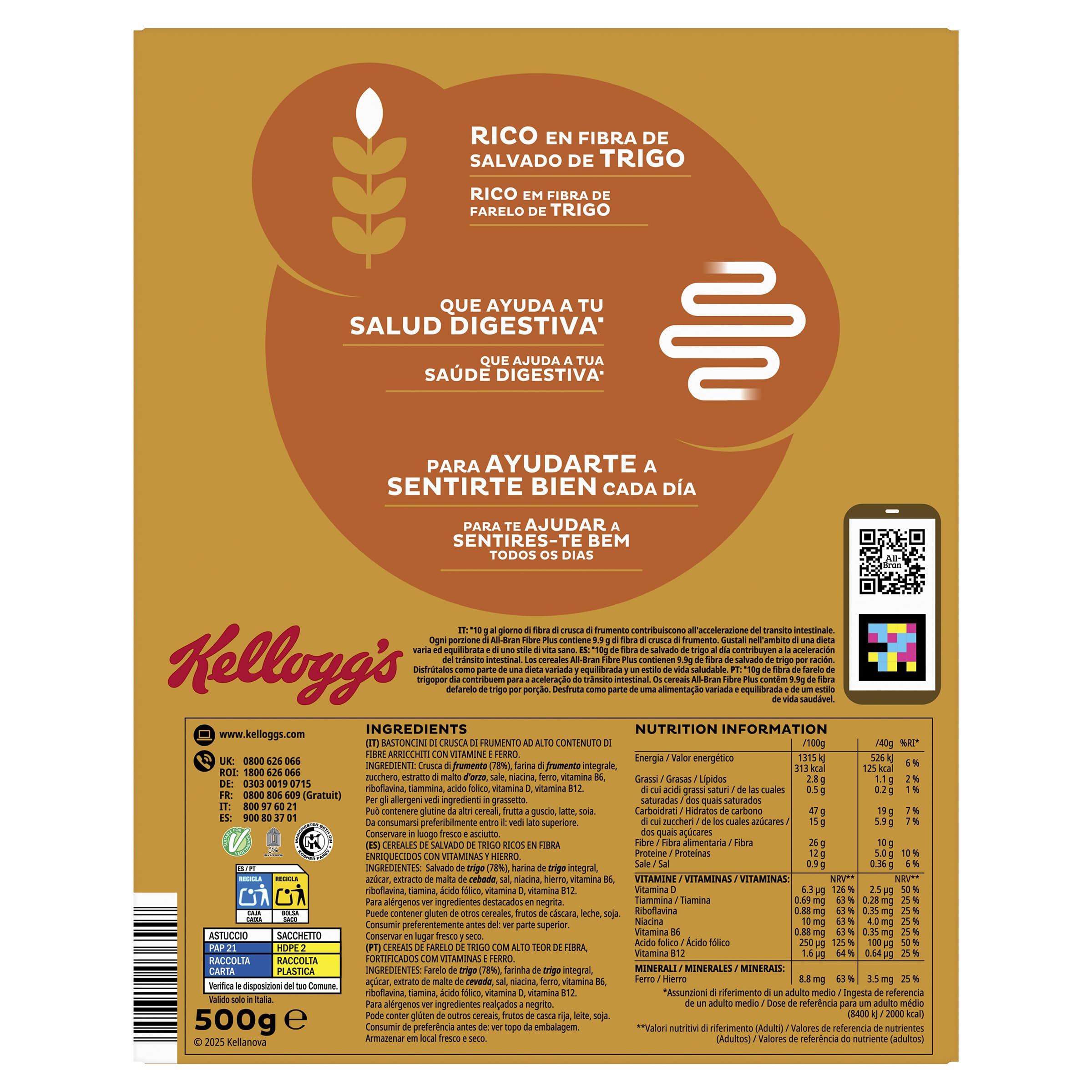 Kellogg's All-Bran Fibre Plus Müsli 2x500g Kleie