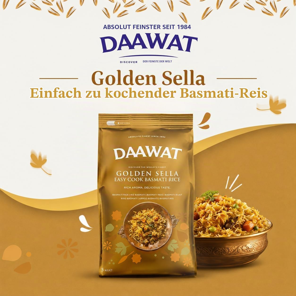 Daawat Golden Sella Easy Cook Basmatireis 5kg parboiled