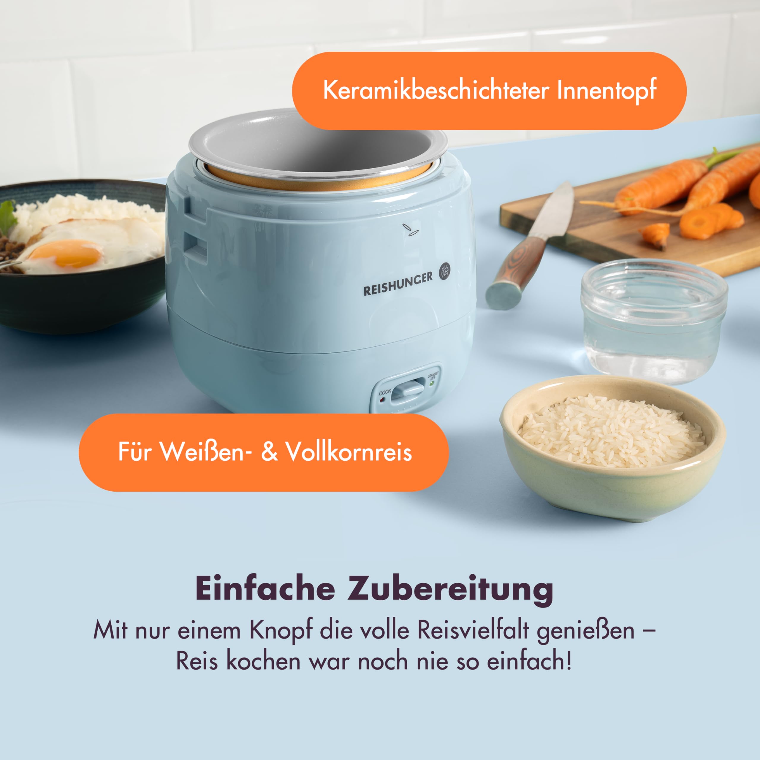 Reishunger Mini Reiskocher 0,3L Waldgrün 1-2 Portionen