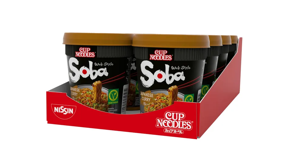 Nissin Cup Noodles Soba Japanese Curry Becher 8x90g Wok