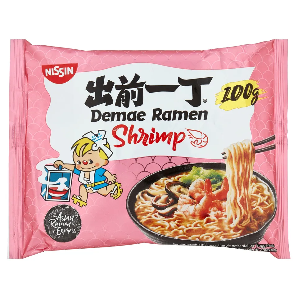 Nissin Demae Ramen Shrimp Instant-Nudeln 100 g Suppe