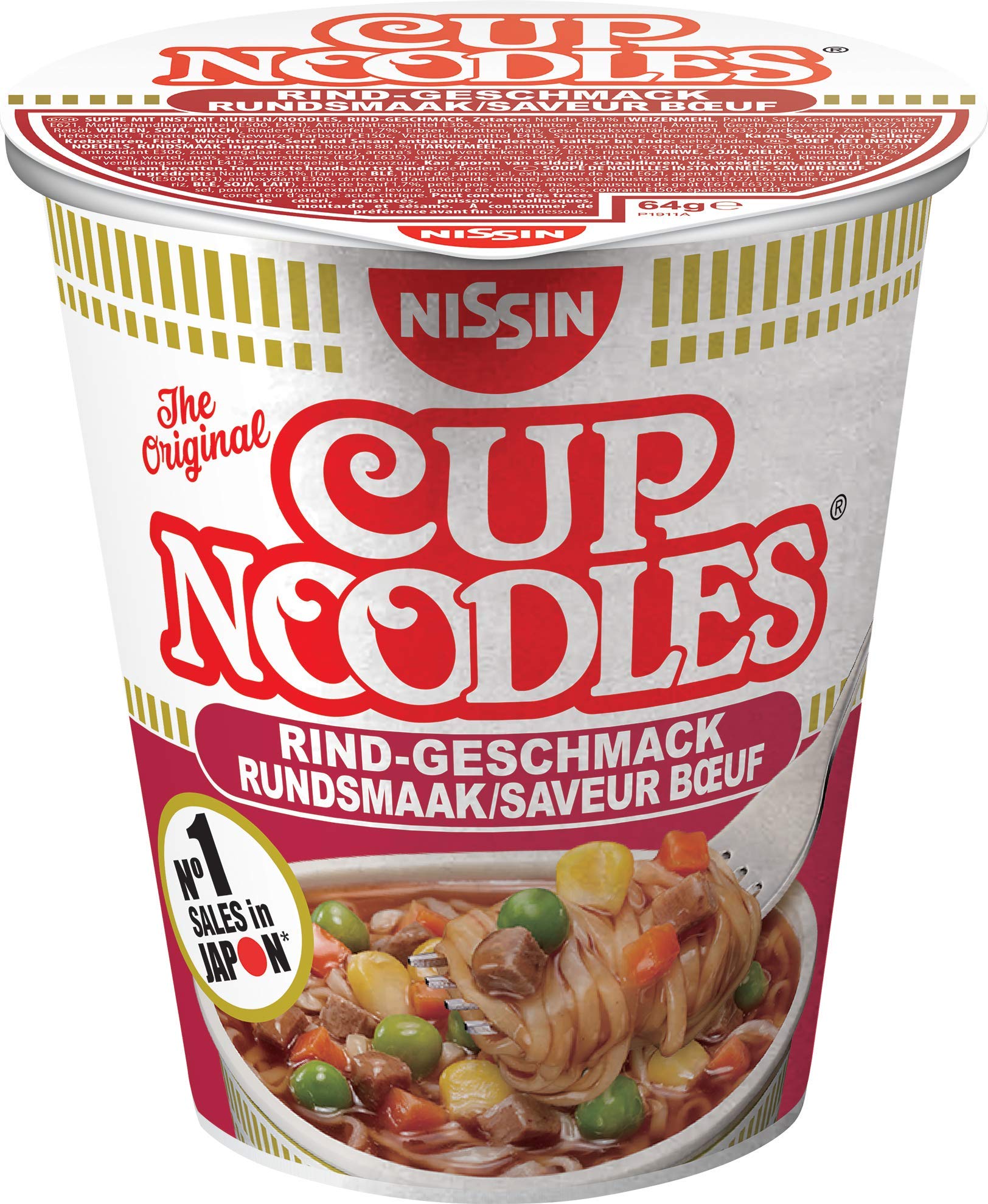 Nissin Cup Noodles 5 Spices Beef Becher 64g Rind