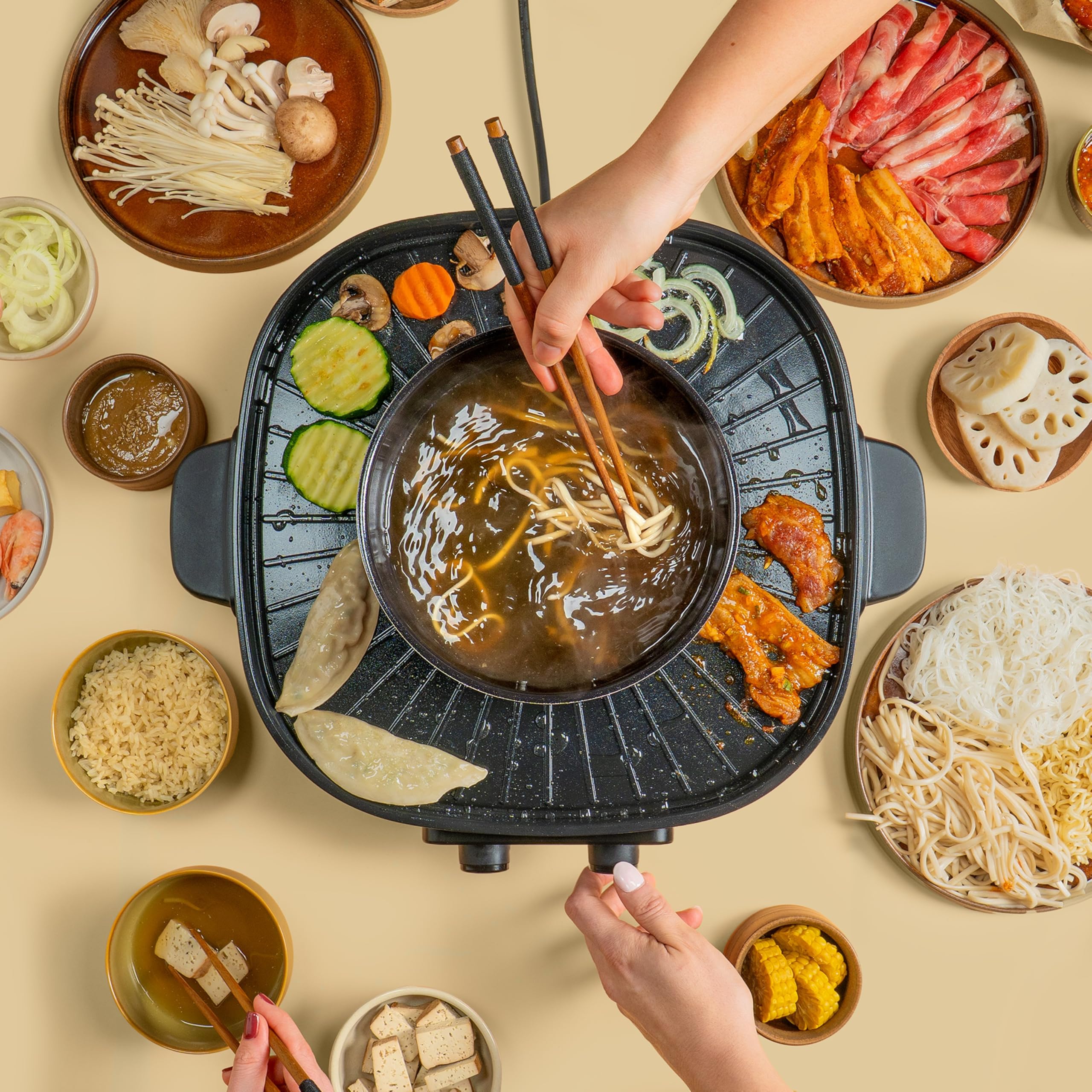 Reishunger Hot Pot Elektro mit Grill 2L 2-4 Personen