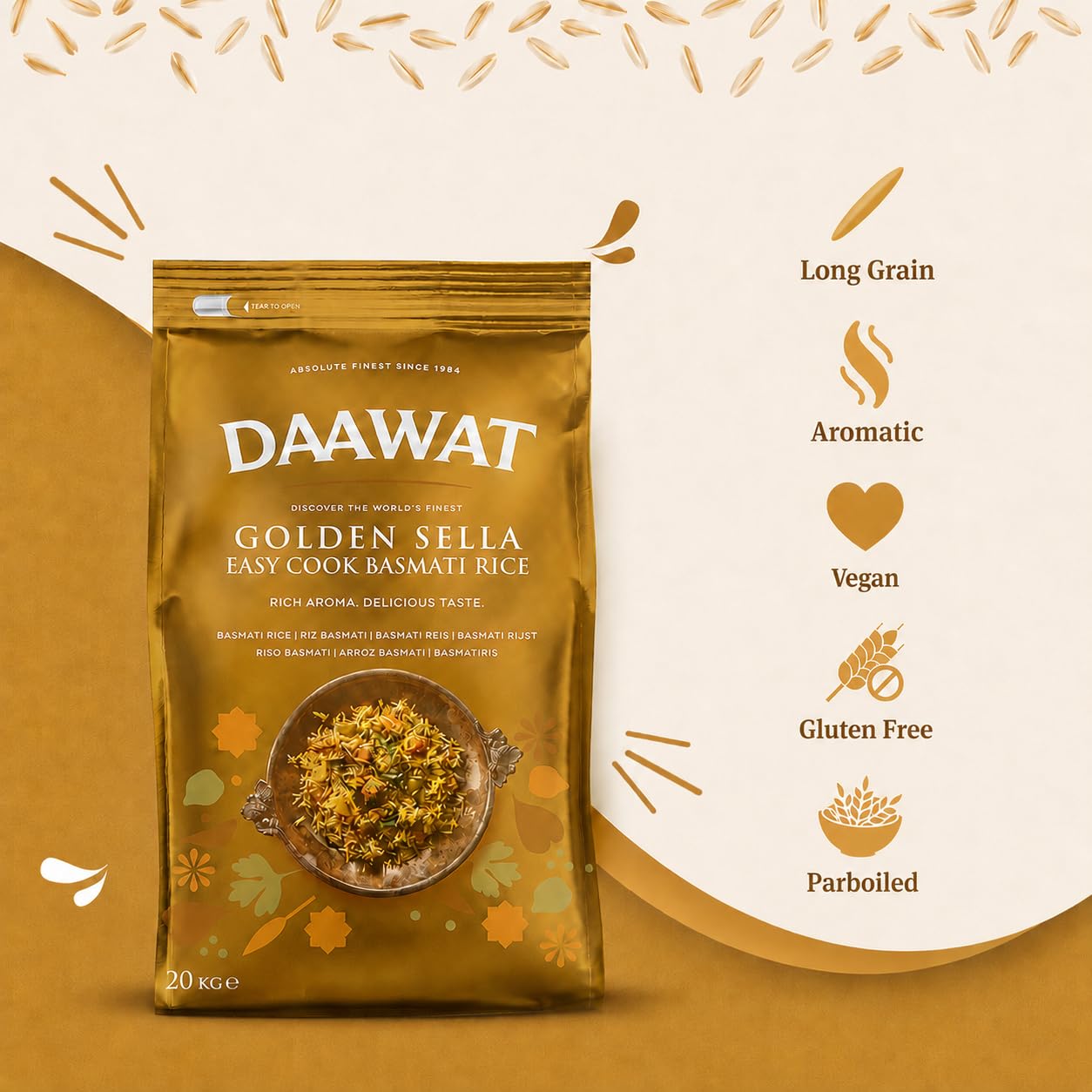 Daawat Golden Sella Basmati Reis 20kg