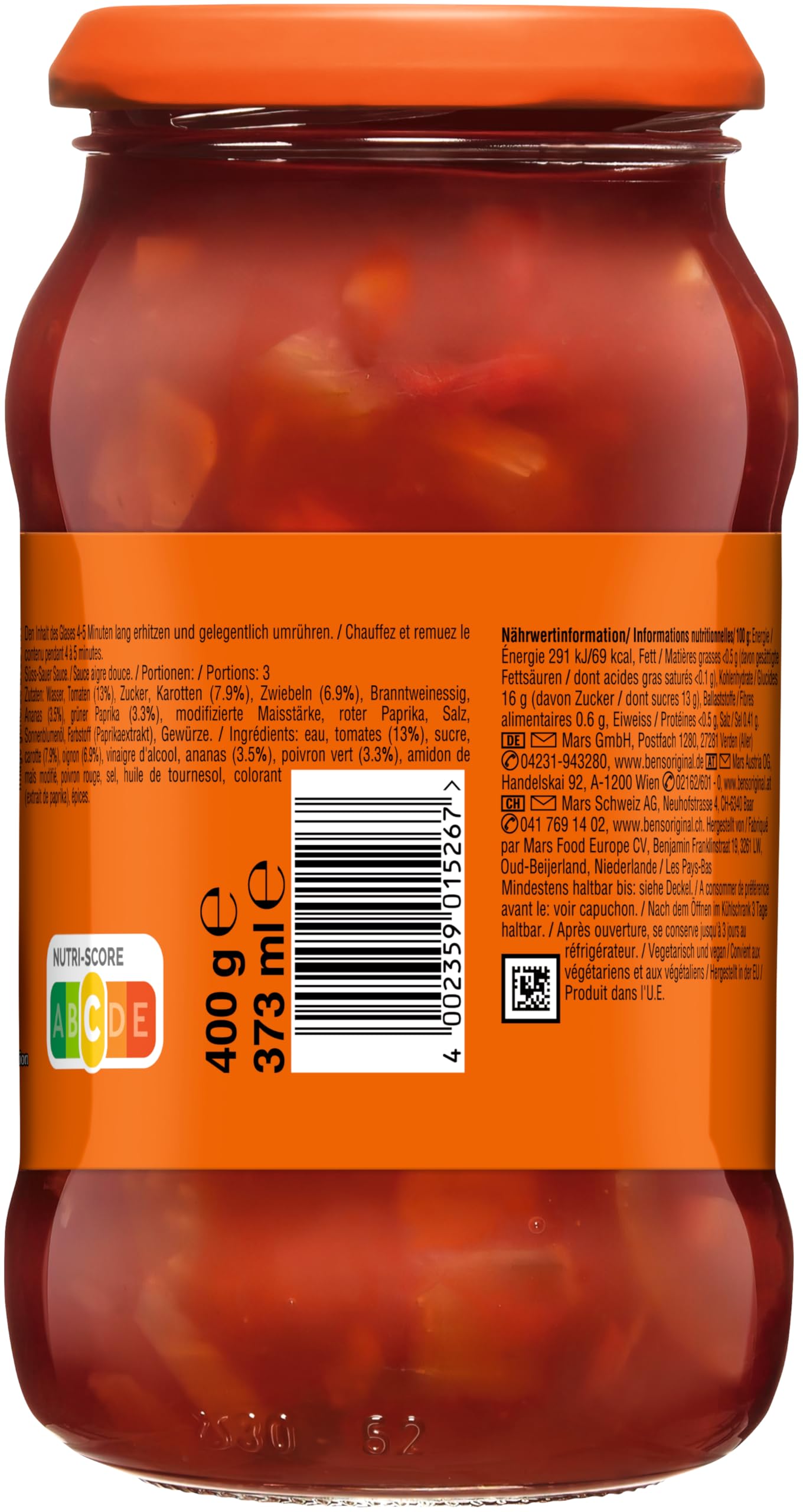 Ben's Original Sauce Süß-Sauer Extra Gemüse 6x400g Glas