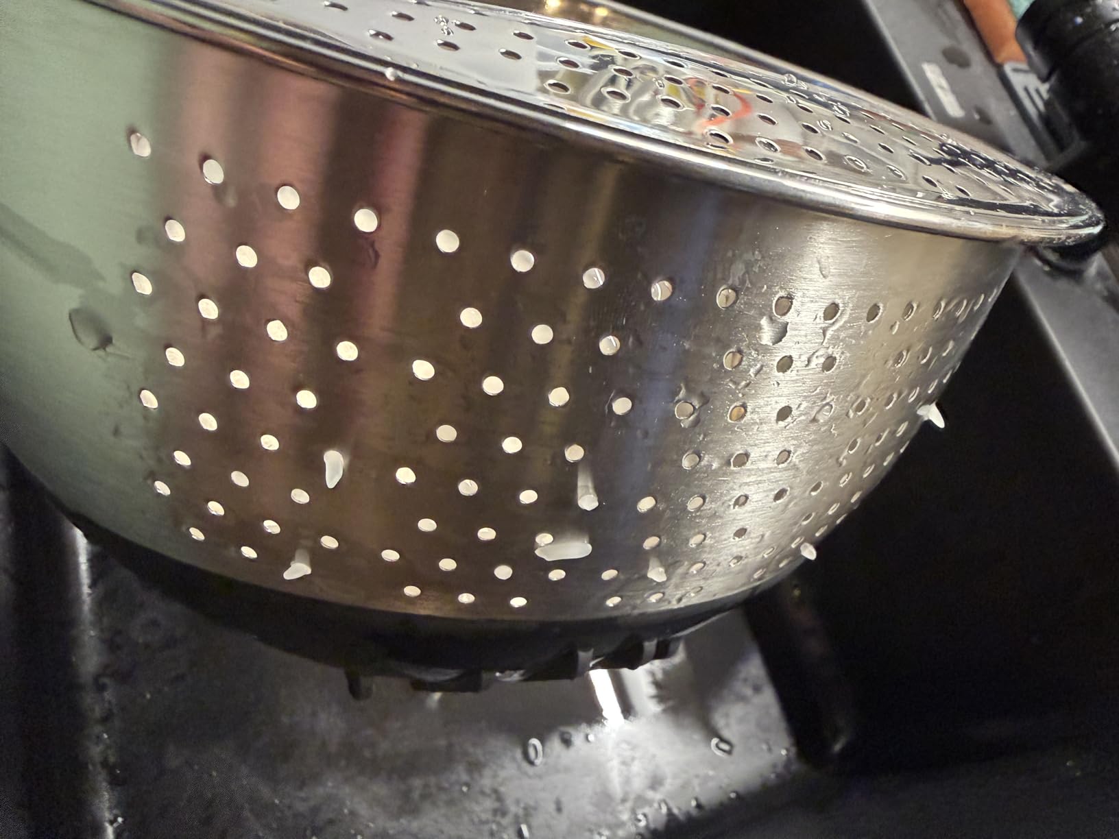 Reishunger Reis Waschschüssel Edelstahl Schwarz 1,8 L Sieb