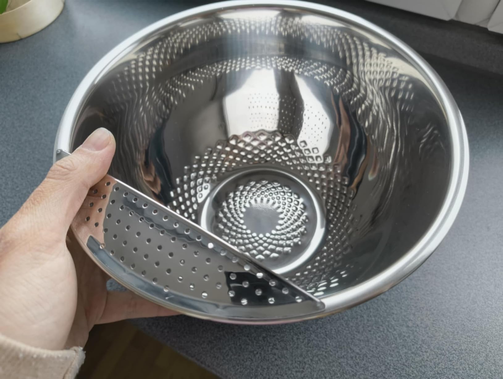 Reishunger Reis Waschschüssel Edelstahl Schwarz 1,8 L Sieb