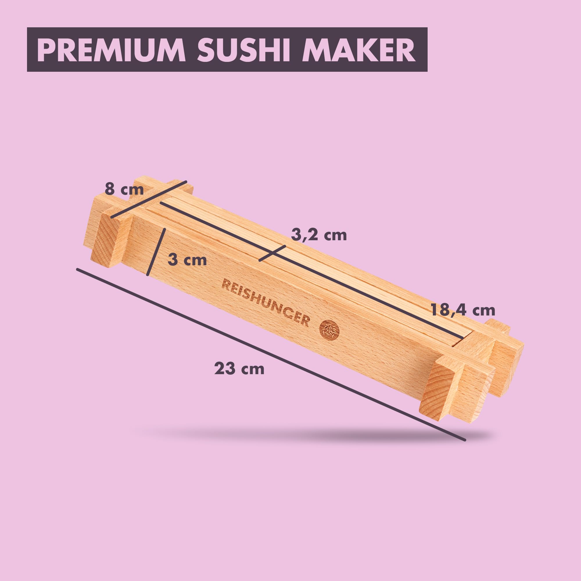 Reishunger Sushi Maker Kit Birkenholz Maki 6-8 Stück