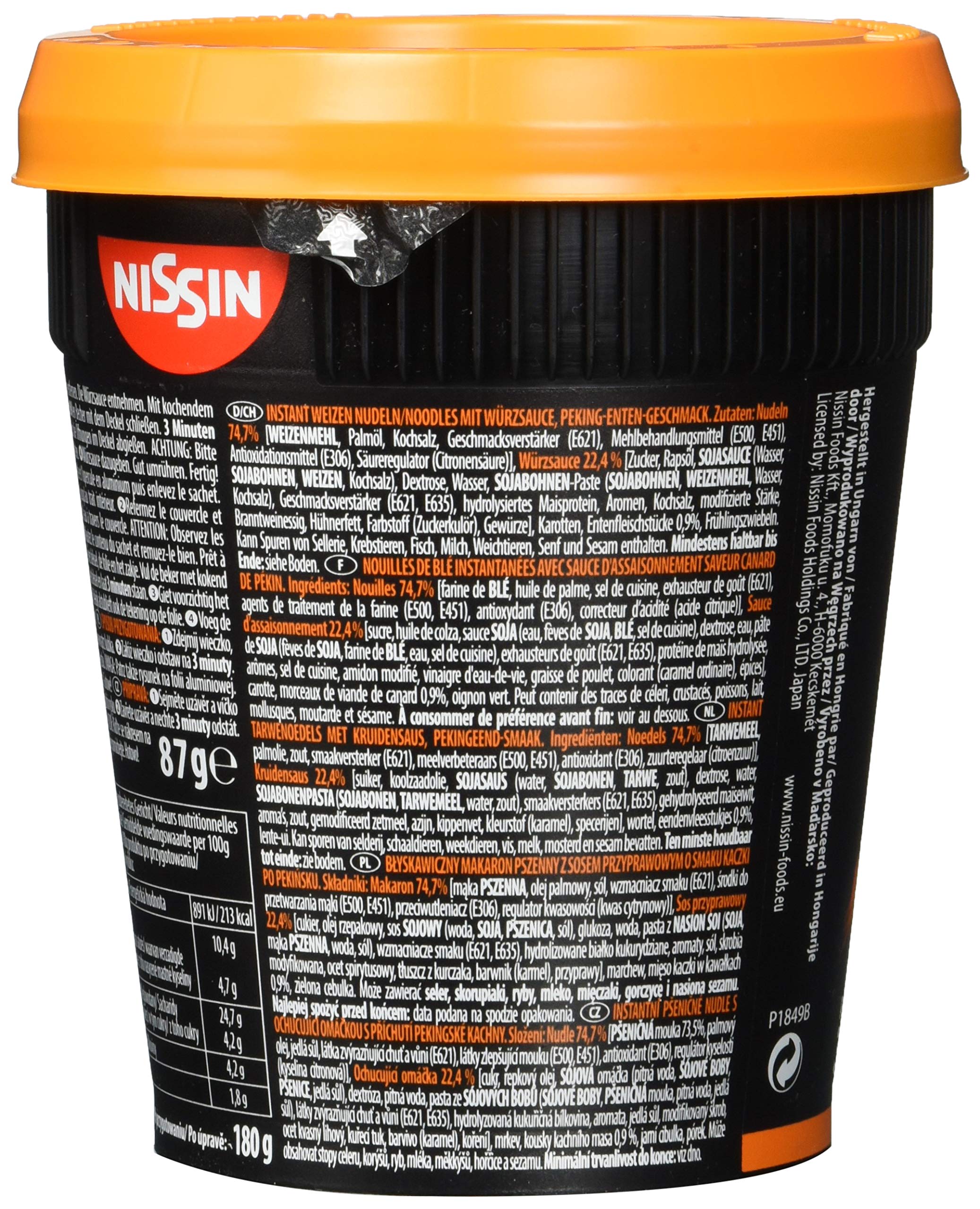 Nissin Soba Cup Noodles Peking Duck 87g Wok